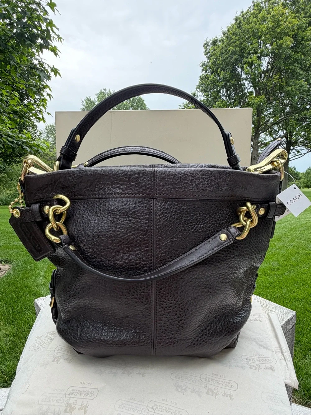 Vintage Coach Mahogany Brooke Leather Hobo Shoulder Bag Brass Hardware NWT